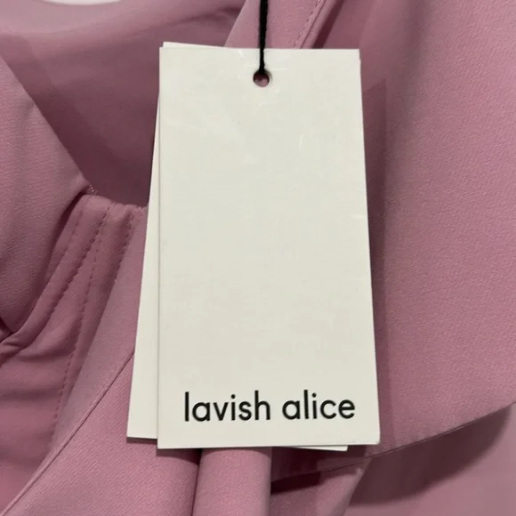 NWT Lavish Alice Pink Asymmetrical Ruffled Sheath Dress - Picture 3 of 5